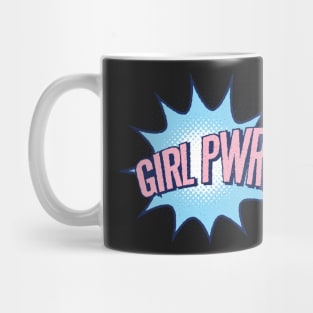 Girl Power GRL PWR Cute Funny Pink Blue Social Distancing FaceMask for Feminists Mug